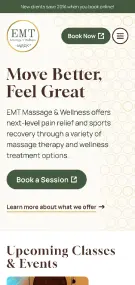 Screenshot of the homepage of https://emtwellness.com at mobile size