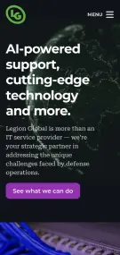 Screenshot of the homepage of https://legionglobal.tech at mobile size